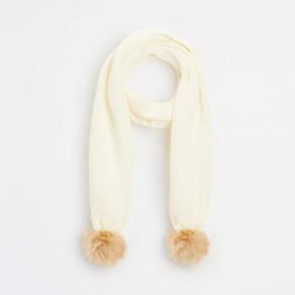 NWT Ann Taylor Faux Fur Pom Pom Scarf